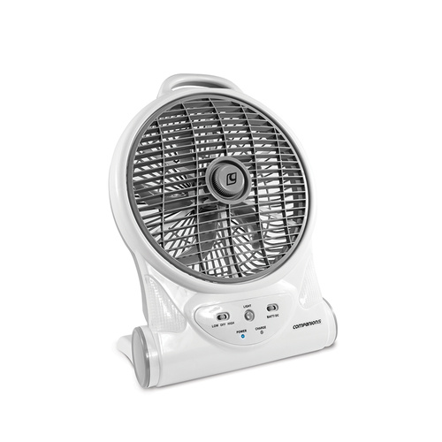 COMPANION 12V VOLT 430MM RECHARGEABLE OSCILLATING PORTABLE FAN WITH LIGHT RADIO 